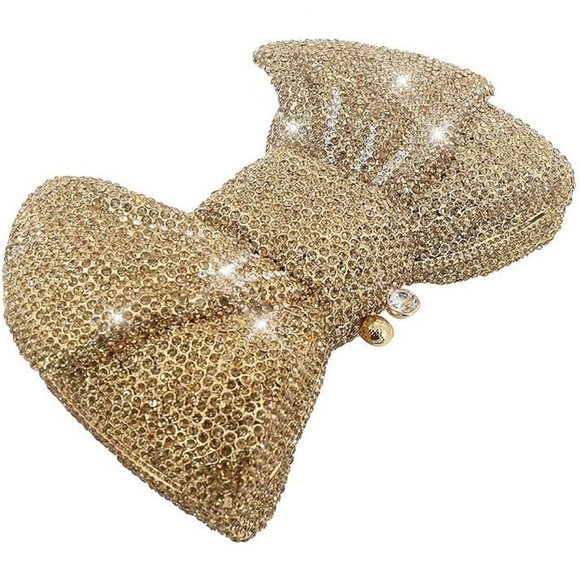 Sparkling Bling Things Handbags - NEW Sparkling Bling Crystal Rhinestone Bow Clutch Purse: Pink Gold Silve…